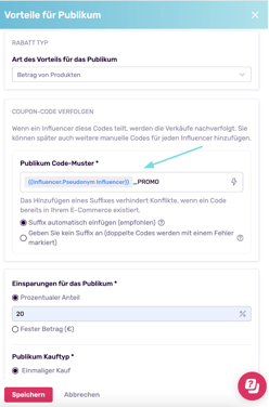 How to Add Influencer and Audience Codes_3_GER