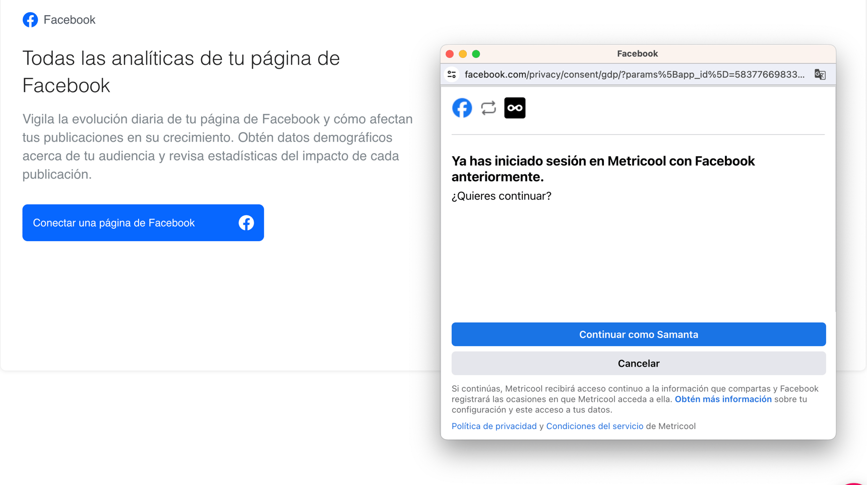 Cómo conectar una página de Facebook a Influencity