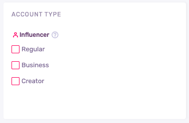 Account Type filter