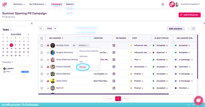 Eliminate influencer one by one