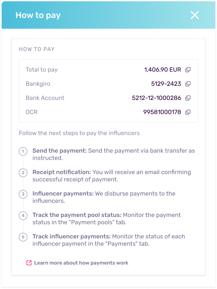 How to Pay Influencers via Influencity