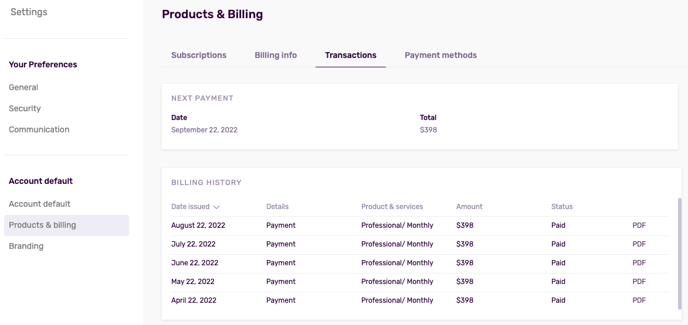 Find your invoice