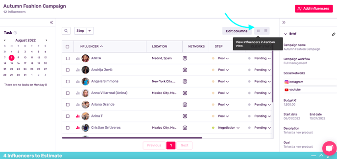 Kanban view