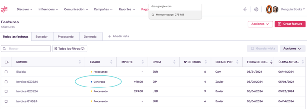 What are and how to create influencer invoices_4_ES